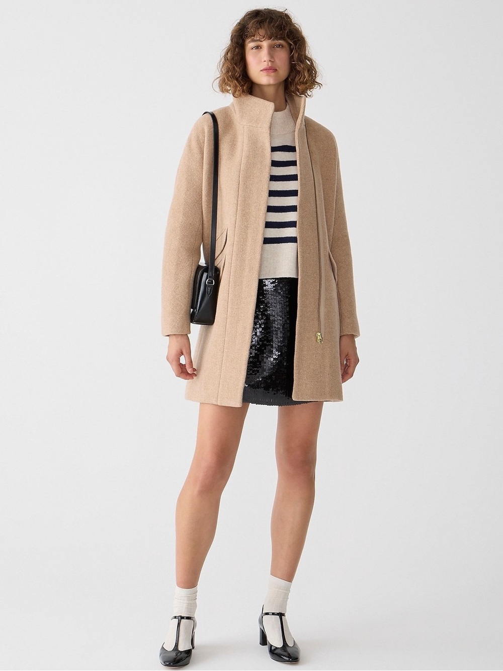 J.Crew Cocoon Coat in Italian Stadium-Cloth Wool in a tan- perfect condition